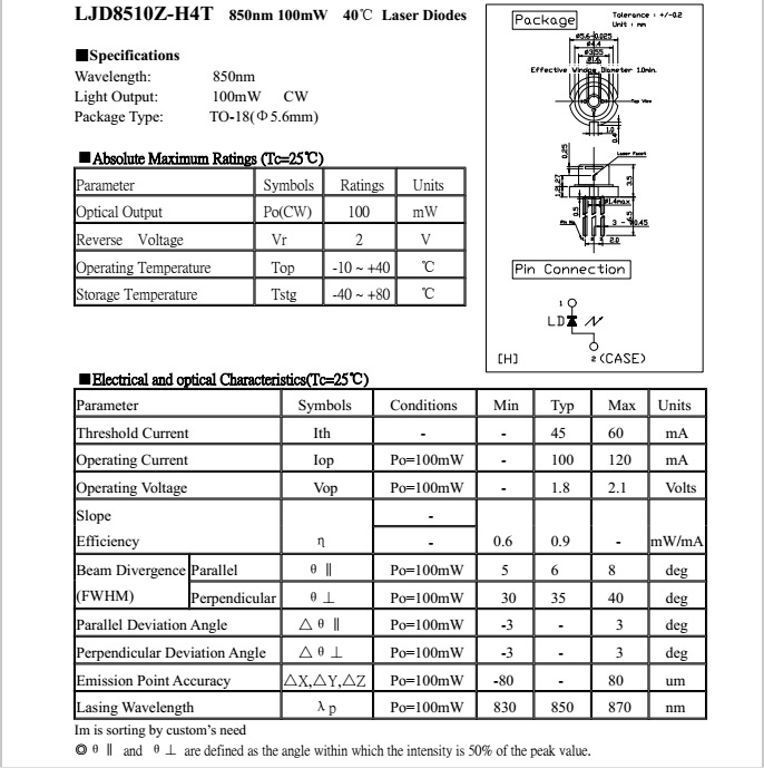 850nm100mw